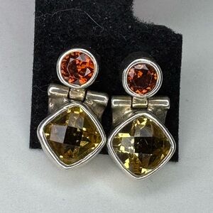 925 Citrine & Garnet Earrings
